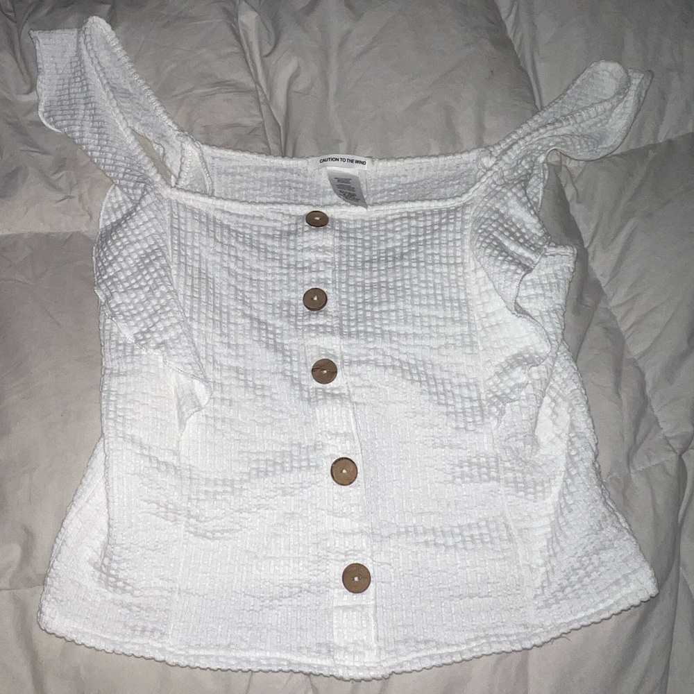 White crop top with buttons